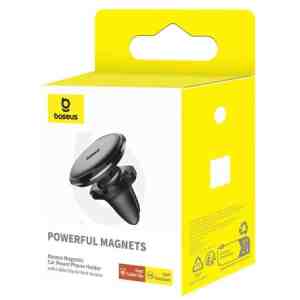 Baseus Car Mount Magnetic Car Phone Holder (Air Vent) 360 Degree with Cable clip, Black (C40141201113-00)