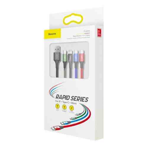 Baseus Cable Fast 4-in-1 For Lightning + Type-C(2) + Micro 3.5A 1.2m Black (CA1T4-B01) - Image 2
