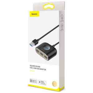 Baseus HUB Square round 4in1 USB Adapter USB3.0*1 + USB2.0*3 1m Black (CAHUB-AY01)