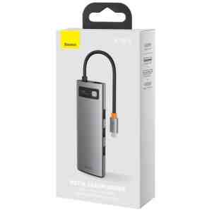 Baseus HUB Metal Gleam Series 8-in-1 Multifunctional (Type-C to PD/4K HD/USB3.0) Docking Station Gray (CAHUB-CV0G)