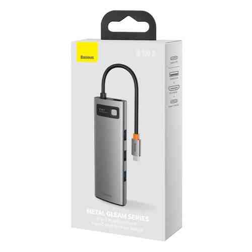 Baseus HUB Metal Gleam Series 8-in-1 Multifunctional (Type-C to PD/4K HD/USB3.0) Docking Station Gray (CAHUB-CV0G) - Image 2