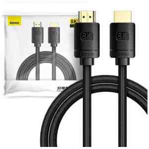 Baseus Video Cable High Definition Series HDMI 8K - HDMI 8k, 2.0 4K, 60 Hz, 48 Gbps, 2m, Black (CAKGQ-K01)