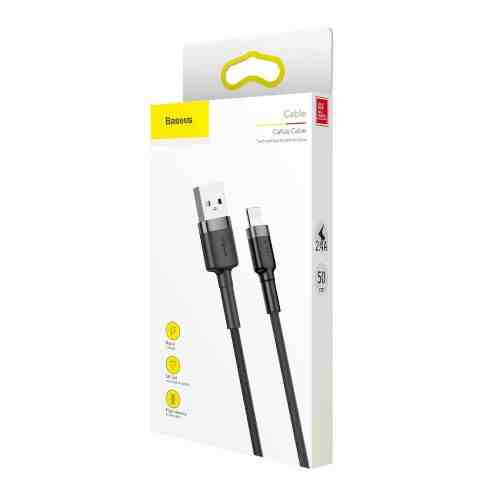 Baseus Lightning Cafule Cable 2.4A 0.5m Gray + Black (CALKLF-AG1) - Image 2