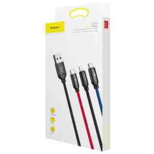 Baseus Cable Three Primary Colors Light/Type-C/Micro Nylon Braid 3.5A 1.2m Black (CAMLT-BSY01)