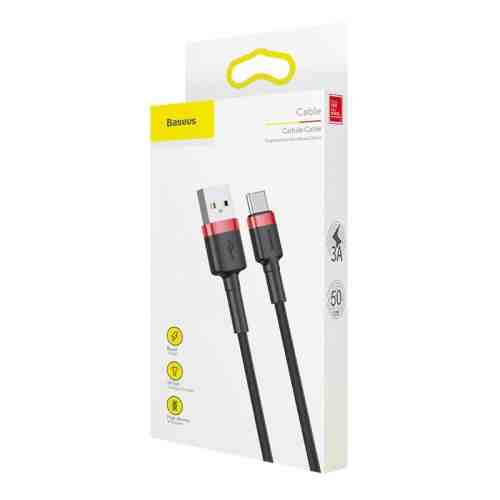 Baseus Type-C Cafule Cable 3A 0.5m Red + Black (CATKLF-A91) - Image 2