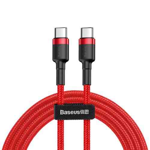 Baseus Type-C - Type-C Cafule Cable PD 2.0, QC 3.0, 60W, 3A, 1m, Red (CATKLF-G09) - Image 3