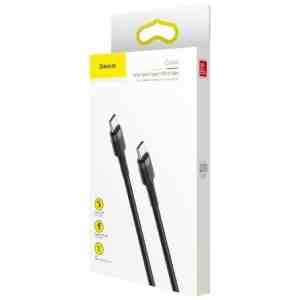 Baseus Type-C - Type-C Cafule Cable PD 2.0 60W, 3A, 2m, Black/ Gray (CATKLF-HG1)