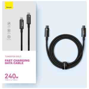 Baseus Type-C to Type-C Tungsten Gold Series Cable 480Mb/s, 240W, 3m, Black (CAWJ040201)