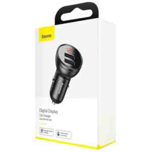 Baseus Car Charger Digital Display Dual USB 4.8A 24W Gray (CCBX-0G)