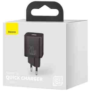 Baseus Travel Charger set Super Si 1C PD Fast charger 20W EU Black (CCSUP-B01)
