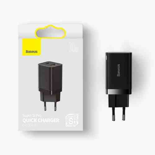 Baseus Travel Charger Super Si Pro mini Fast Charger, C+U, PD 3.0, QC 3.0 30W EU Black (CCSUPP-E01) - Image 3
