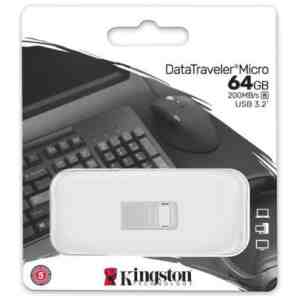 Kingston Pendrive 64GB DataTraveler Micro USB 3.2 Silver EU (DTMC3G2/64GB)