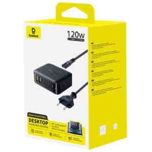 Baseus Power Station EnerFill FH21 (GaN) 6-in-1 QC, C+C+C+C+U+U, 120W with 1.5m Wall Cable Black (E0120T01)