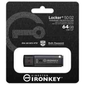 Kingston Pendrive 64GB IronKey Locker+50 USB 3.2 Black EU (IKLP50G2/64GB)