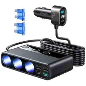 Joyroom Car Charger 9-in-1, (C+U+U+U+U+U+ 3 cigarette lighter socket) 154W, Black (JR-CL06)