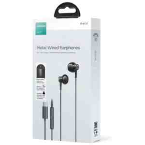 Joyroom Earphone Wired In-Ear Metal Headphones with Remote and Microphone, Type-C USB, Black EU (JR-EC07)