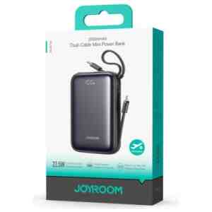 Joyroom Power Bank with Digital Display Type-C, PD 22.5W, 20000 mAh with built-in Double Type-C Cable, Black (JR-PBF29)
