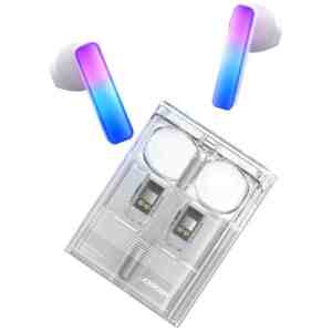 Joyroom Earphone IceLens Series Bluetooth True Wireless BT 5.3, TWS, AAC, SBC, HFP, A2DP, AVRCP, with LED Lights, White (JR-TC1)