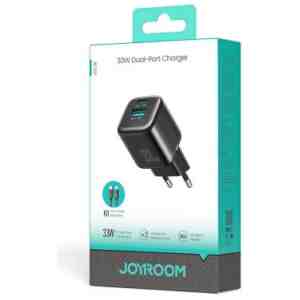 Joyroom Travel Charger C+U, PD 33W with Type-C to Type-C Cable PD 60W, (1m), Black (JR-TG7)