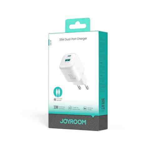 Joyroom Travel Charger C+U, PD 33W with Type-C to Type-C Cable PD 60W, (1m), White (JR-TG7)