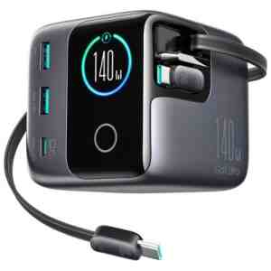 Joyroom Desktop Charger GaN Fast Charger U+U+C, PD 140W, PD3.1, PPS, AFC, SCP, FCP, QC3.0, with built-in 2x Type-C Cable PD 100W, Gray (JR-TRD01)