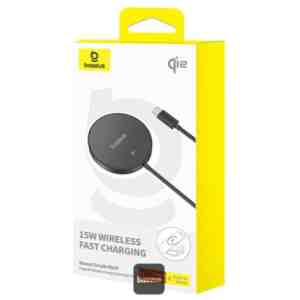 Baseus Wireless Charger Simple Mini4 Magnetic Qi2 15W with Built-in Type-C Cable, Black (P10273300121-00)