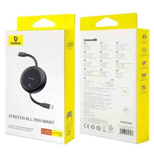 Baseus Cable Type-C - Type-C Free2Draw Reatractable 480mb/s, 100W, 1m, Black (P10364500111-00)