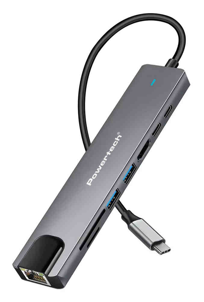 Powertech PT-1537 USB-C Docking Station 8 θυρών με HDMI και Ethernet RJ45