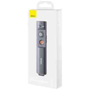 Baseus Laser Wireless Presenter Orange Dot Remote controller (Red Laser)(Charging version) 100m remote, Dual Interface, Gray (WKCD000013)