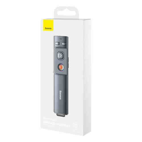 Baseus Laser Wireless Presenter Orange Dot Remote controller (Red Laser)(Charging version) 100m remote, Dual Interface, Gray (WKCD000013) - Image 2