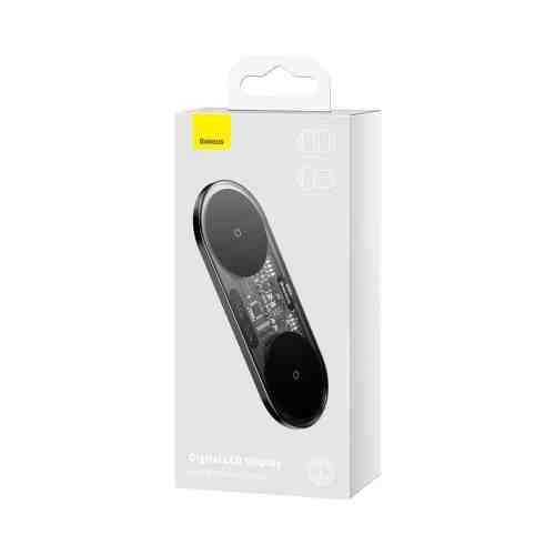 Baseus Wireless Charger Digital LED Display, Dual charging platform, with Type-C cable, 20W, Black (WXSX010101)